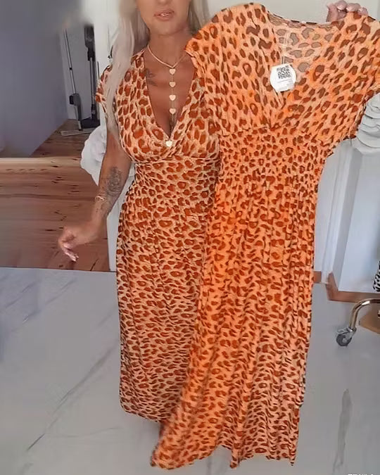 Liona | Leopardmønstret jumpsuit med bindebånd