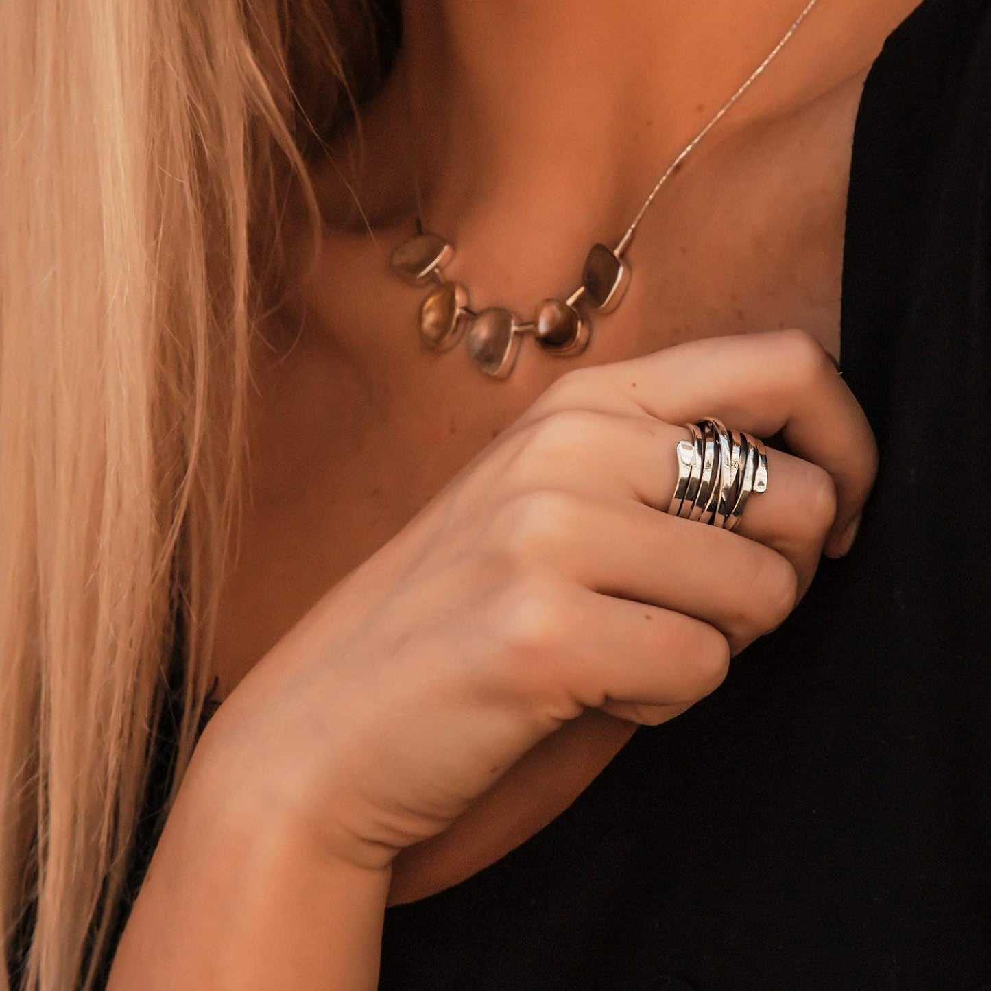 Elegant vintage ring i sølvlook