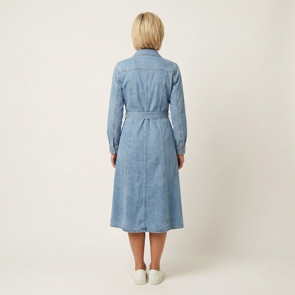 Maribell | Lang denimkjole med lange ærmer