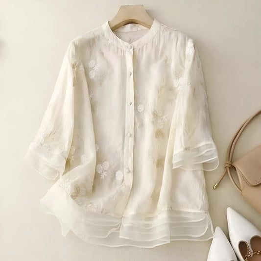 Mila | Broderet bomuldstop