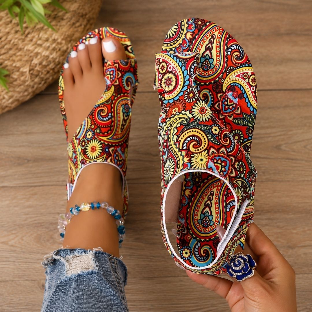 Liva | Farverige komfortsandaler med bohemeprint