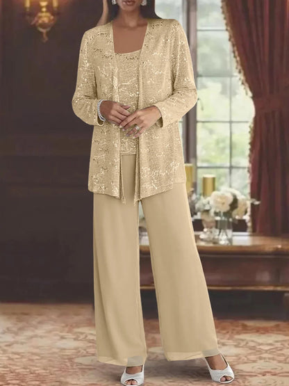 Celeste | Elegant tredelt chiffonsæt med diskret glimmer