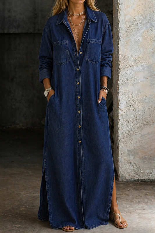 Delana | Afslappet denimkjole med knapper