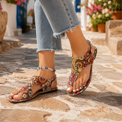 Liva | Farverige komfortsandaler med bohemeprint