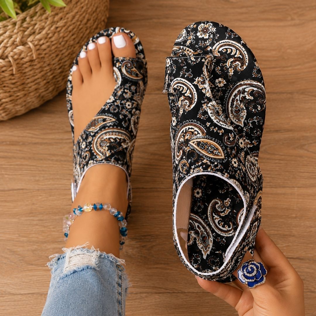 Liva | Farverige komfortsandaler med bohemeprint