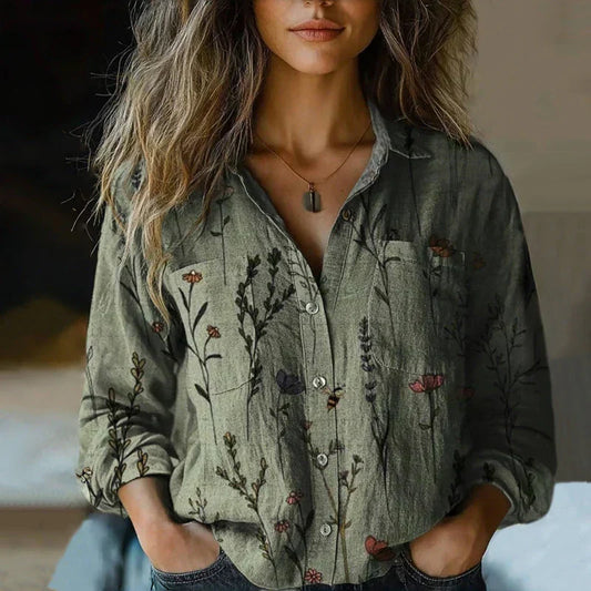Nanna | Bluse med retro blomsterprint