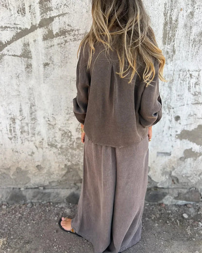 Noura | Afslappet hørblandingssæt med vide bukser