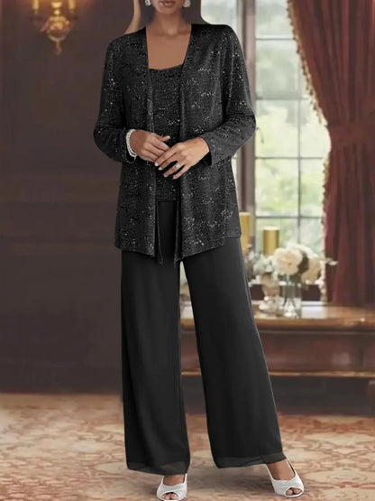 Celeste | Elegant tredelt chiffonsæt med diskret glimmer
