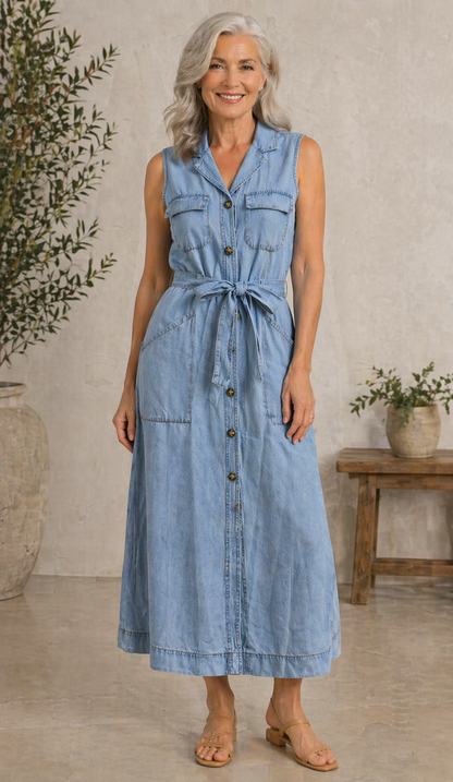 Susana | Afslappet denimkjole med knapper