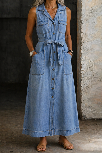 Susana | Afslappet denimkjole med knapper