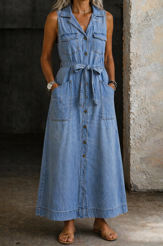 Susana | Afslappet denimkjole med knapper