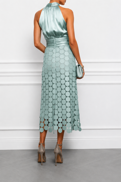 Céline | Elegant midikjole med tekstureret nederdel