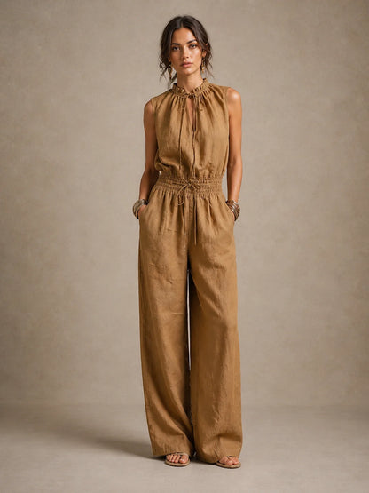 Zenaide | Elegant jumpsuit med bindebånd og vide ben
