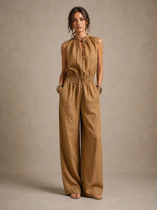 Zenaide | Elegant jumpsuit med bindebånd og vide ben