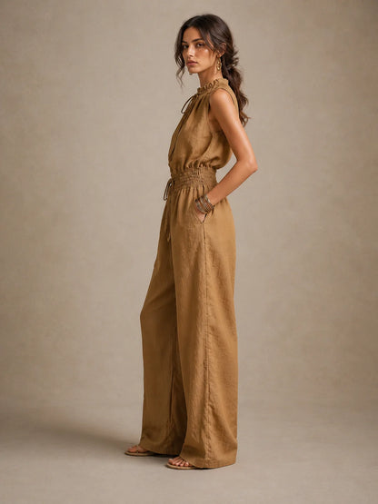 Zenaide | Elegant jumpsuit med bindebånd og vide ben