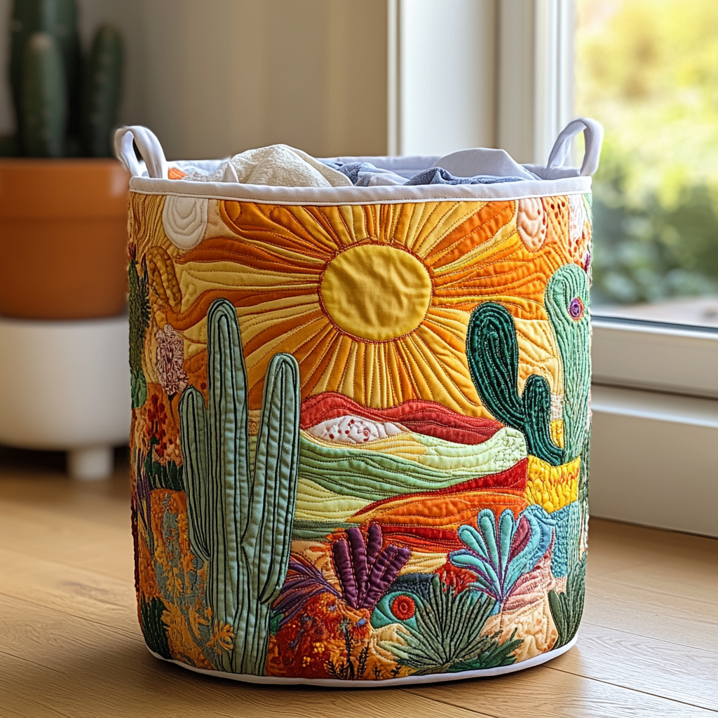 Filippa – Quiltet opbevaringskurv med blomsterlandskab