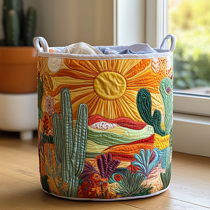 Filippa – Quiltet opbevaringskurv med blomsterlandskab