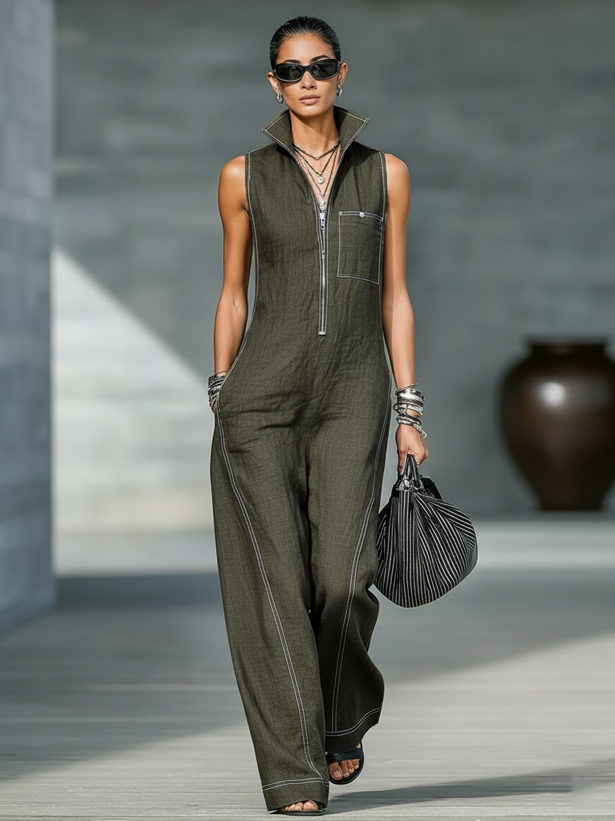 Ninon | Minimalistisk jumpsuit med hvid kant