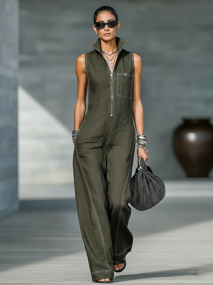 Ninon | Minimalistisk jumpsuit med hvid kant