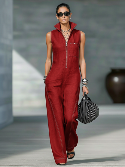 Ninon | Minimalistisk jumpsuit med hvid kant