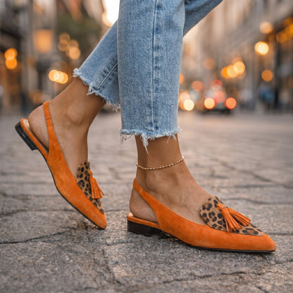 Elodie | Elegante Slingback-Sandaler med Kvastdetaljer