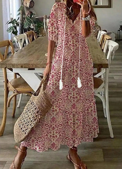 Emelie – Afslappet maxikjole med boheme-mønster