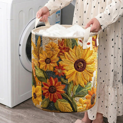 Cecilia – Quiltet opbevaringskurv med blomsterbroderi