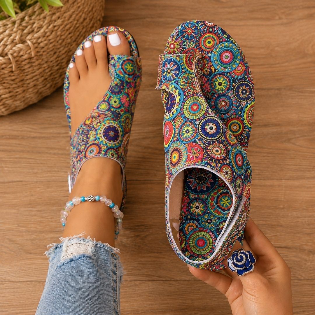 Liva | Farverige komfortsandaler med bohemeprint