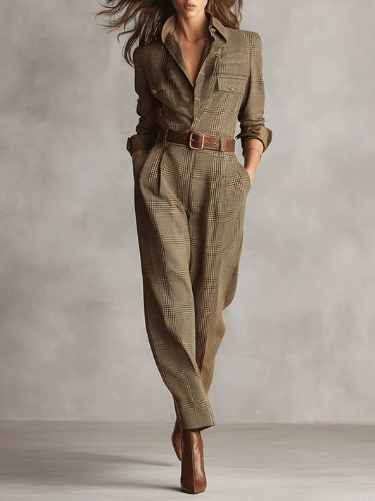 Marine | Elegant ternet jumpsuit i tweed-look