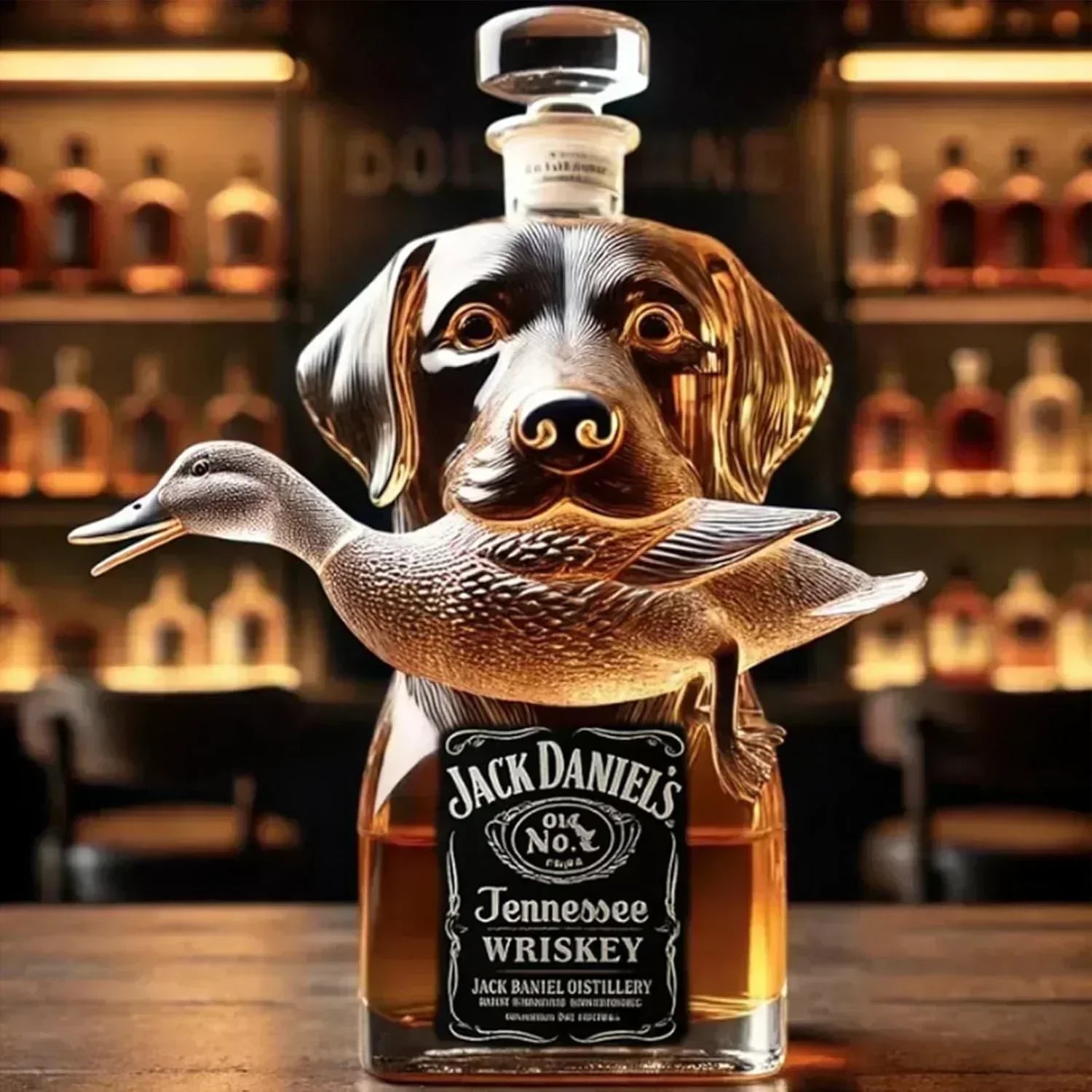 Whiskykaraf – Jagthund med vildand – billede 1