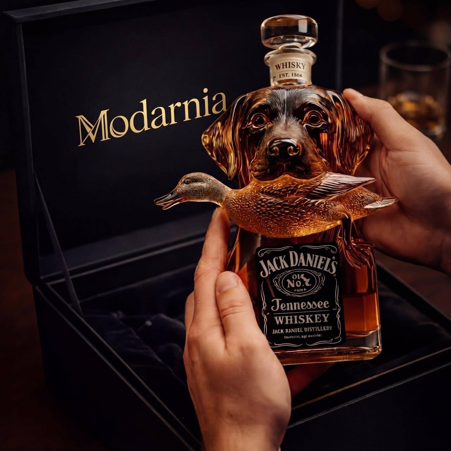 Whiskykaraf – Jagthund med vildand – billede 3