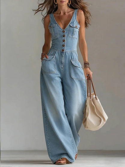 Sofia | Afslappet denimjumpsuit