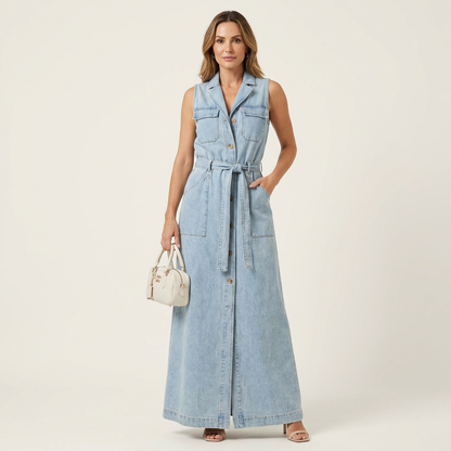 Georgina | Lang denimkjole med knapper