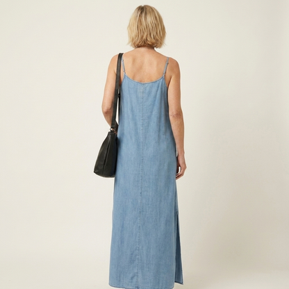 Azure | Lang denimkjole med sideslids