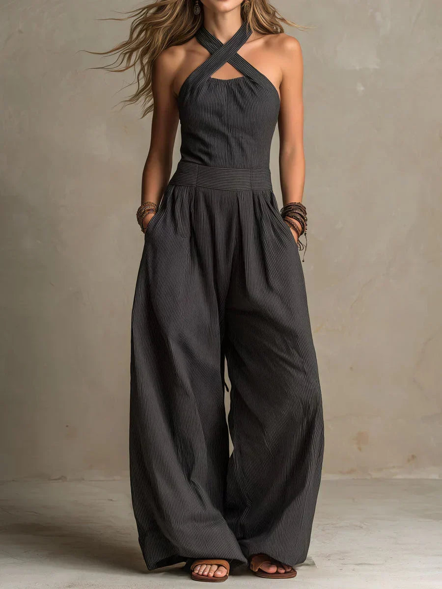 Camille | Jumpsuit med slå-om-udskæring og vide ben