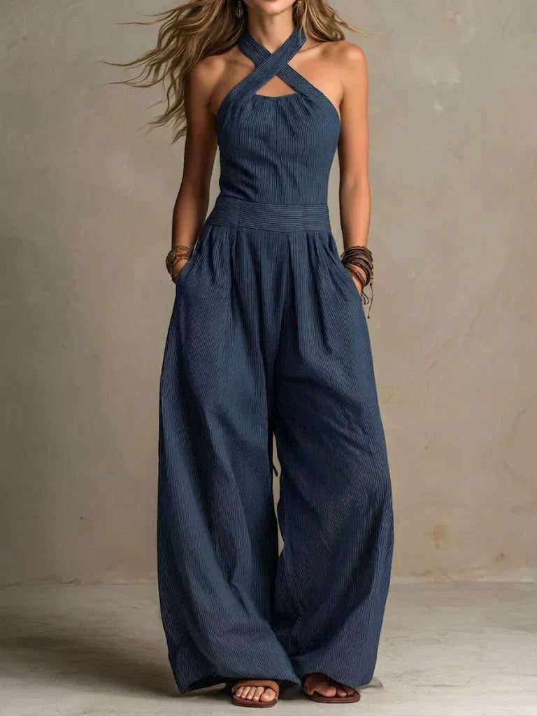 Camille | Jumpsuit med slå-om-udskæring og vide ben