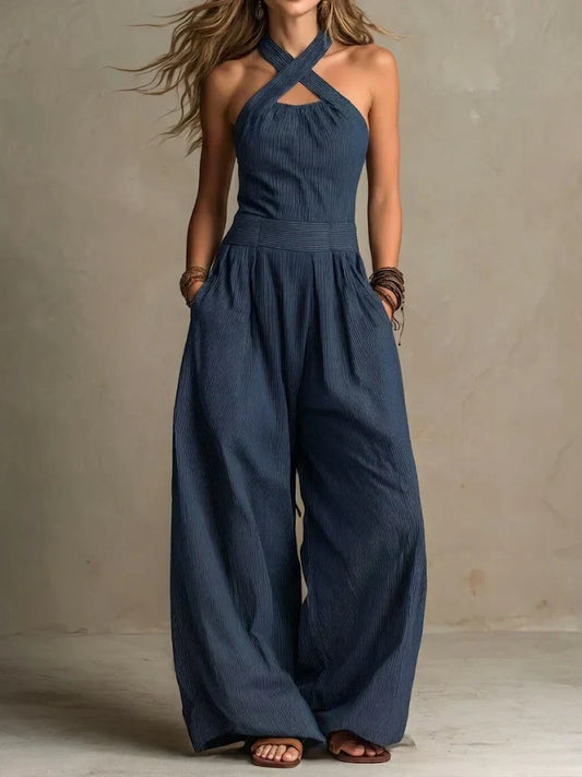 Camille | Jumpsuit med slå-om-udskæring og vide ben
