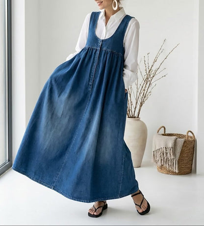 Karen | Lang vintagevasket denimkjole