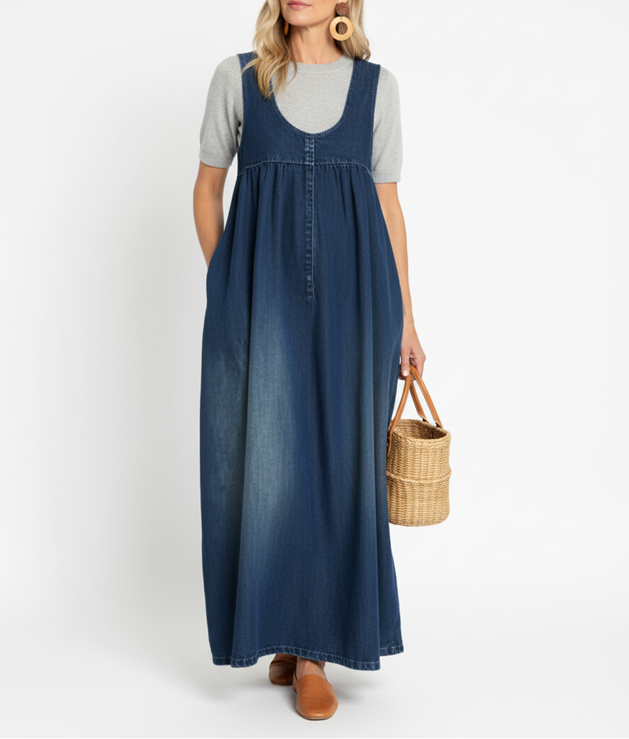 Karen | Lang vintagevasket denimkjole