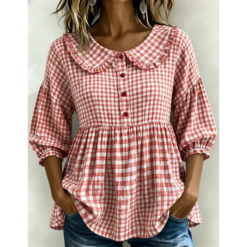 Maren | Ternet bluse med feminin flæsekrave